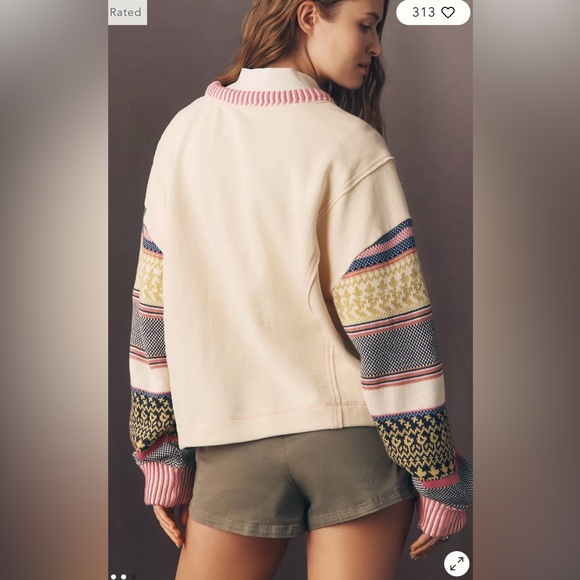 NWOT Size XS Anthropologie Pilcro Fair Isle Sleeve pullover - Picture 3 of 7